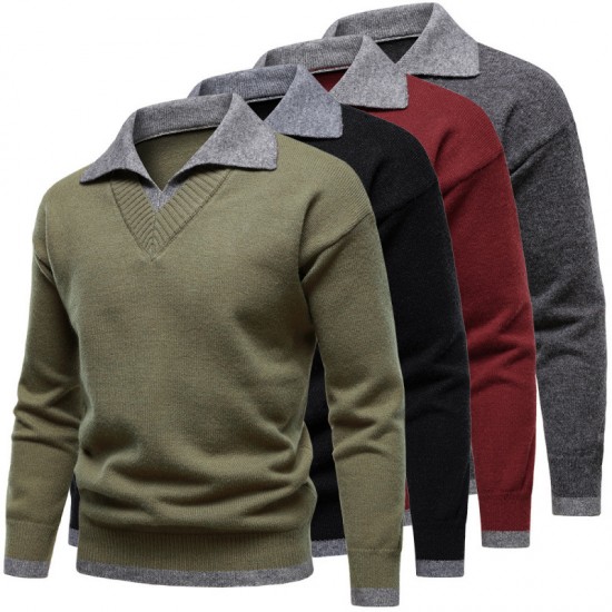 2025 European Autumn and Winter New Men's British-Style Lapel Sweater: Casual Knitted Cardigan