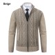 New Men's Autumn/Winter Stand-up Collar Sweater: Jacquard Jacket, Thickened Warm Casual Sweater