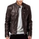 Fall/Winter Business Zippered Cardigan PU Leather Stand-Up Collar Jacket: Men's Leather Casual Outerwear
