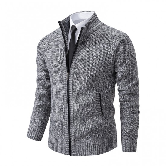 Fall/Winter: Men's Stand-Up Collar Fashion Cardigan Sweater, Men's Jacket, Large Size, New Knitted Men's Sweaters