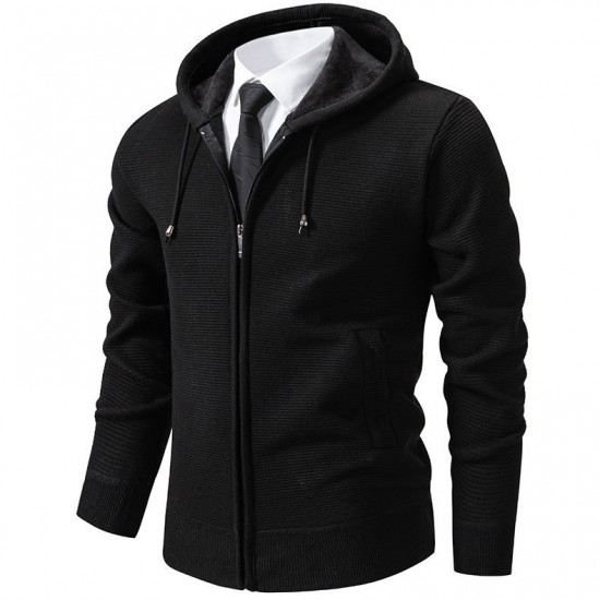Men's Winter Sweater: Hooded Slim Fit Trendy Fleece Cardigan