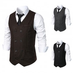 Men's Autumn/Winter New Mid-Century Retro Double-Breasted Classic Striped Casual Vest
