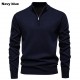 Men's New Solid Color Thickened Sweater: Stand-Up Collar Half-Zip Slim-Fit Knit Top, Men's Top