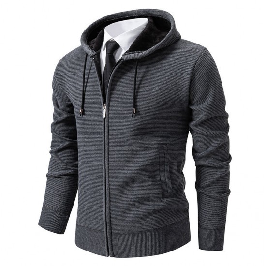 Men's Winter Sweater: Hooded Slim Fit Trendy Fleece Cardigan