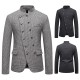 2025 New Autumn/Winter Men's Slim-Fit Suit: Stand-Up Collar, Slanted Placket, Performance Costume