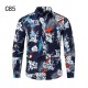 Spring/Autumn New AliExpress Men's Rose Print Plus-size Long-sleeved Shirt: Men's Patterned Shirt