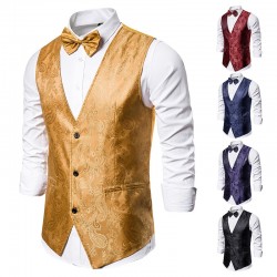Men's Autumn/Winter New Paisley Jacquard Print Vest: Casual Suit Vest