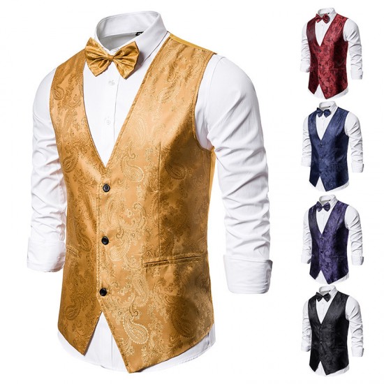 Men's Autumn/Winter New Paisley Jacquard Print Vest: Casual Suit Vest
