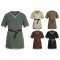 New Men's Medieval Costume: Halloween Knight Pirate Retro Viking Short-sleeved Long Shirt