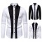 2025 European Size New Men's Black and White Patchwork Lapel Casual Long-Sleeved Shirt