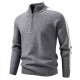 2025 Autumn/Winter New Men's Color-Block Sweater: Oversized Stand-Up Collar Half-Zip Jacket