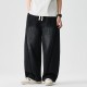 2025 Autumn/Winter New Style Retro American Jeans: Men's Elastic Waist Plus-size Straight-leg Casual Wide-leg Pants