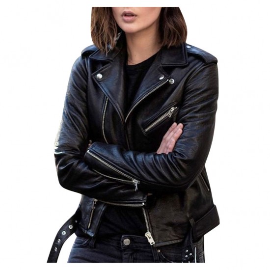 2025 Spring/Autumn Plus-size Women's Short Leather Jacket: European and American Slim-fit Winter Jacket, Women's PU Leather Jacket