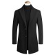 Autumn/Winter Men's Mid-Length Solid Color Tweed Trench Coat: Fashionable Casual Cardigan