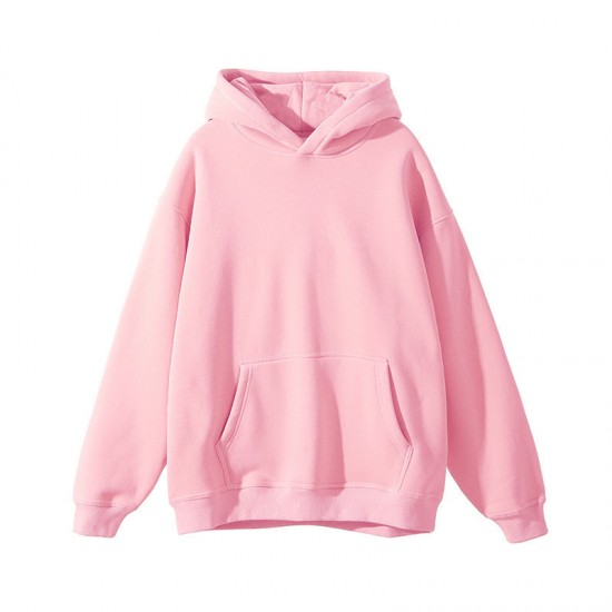 Men's Fleece Hooded Sweatshirt: Heavyweight Thickened American-Style Loose Jacket, Solid Color Hooded Sweatshirt