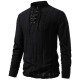 2025 European Size New Tie-Strap V-Neck Long Sleeve Shirt: Men's Luxury Jacquard Breathable Top
