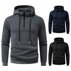2025 European Size New Men's Simple Casual Hooded Sweatshirt: Zipper Design