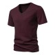 European Size Spring/Summer Men's Bamboo Cotton V-neck Short-sleeved T-shirt: Casual Solid Color Base Shirt