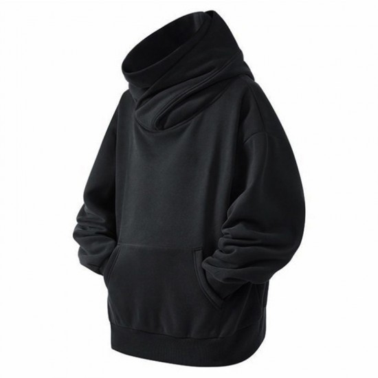 2025 Men's Autumn/Winter Oversized American-style Turtleneck Hoodie: Loose-fitting Windproof Turtleneck Hooded Sweatshirt Jacket