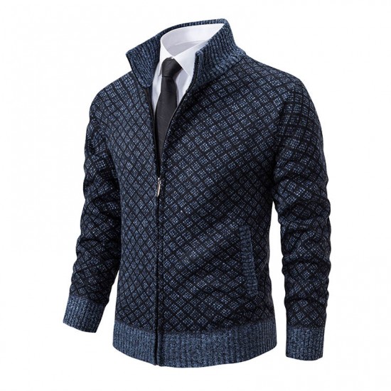 2025 Fall/Winter: Men's Plaid Jackets, Men's Stand-Up Collar Slim Fit Long-Sleeved Casual Sweaters, Men's Fashion Outerwear