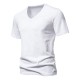 European Size Spring/Summer Men's Bamboo Cotton V-neck Short-sleeved T-shirt: Casual Solid Color Base Shirt