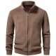 2025 European Autumn/Winter Men's Fleece Casual Cardigan: Stand Collar Sweater, Versatile Plush Jacket
