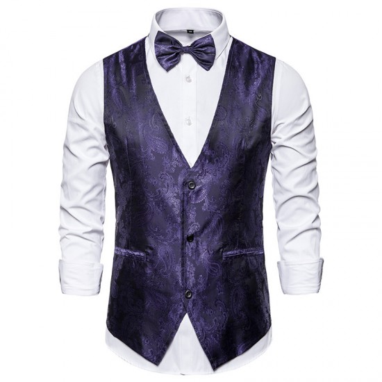 Men's Autumn/Winter New Paisley Jacquard Print Vest: Casual Suit Vest
