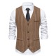New Men's Retro Color Striped Design Trendy Single-Breasted Suit Casual Vest