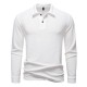 2025 European-sized New Men's Waffle Long-Sleeved Lapel T-Shirt: Simple Casual Polo Shirt