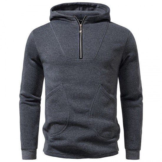 2025 Autumn/Winter New Men's Zippered Hooded Slant Pocket Sweatshirt: Men's Casual Jacket