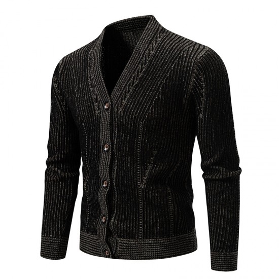 Men's Autumn Casual Fashion Sweater: Striped Long-Sleeved Cardigan Jacket