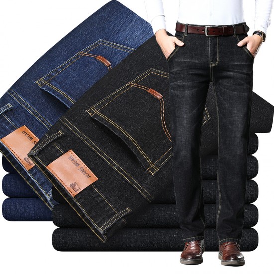 Spring/Autumn New Plus-Size Men's Casual Basic Straight-Through Denim Pants