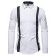 2025 New Fashion Men's Black and White Dotted Colorblock Design: Casual Long-Sleeved Shirt