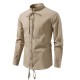2025 European New Medieval Pirate Drawstring Men's Cotton and Linen Casual Long-Sleeved Shirt