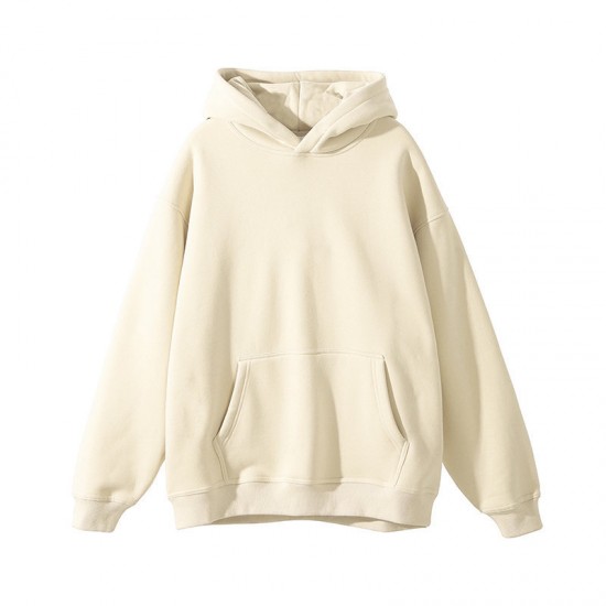 Men's Fleece Hooded Sweatshirt: Heavyweight Thickened American-Style Loose Jacket, Solid Color Hooded Sweatshirt