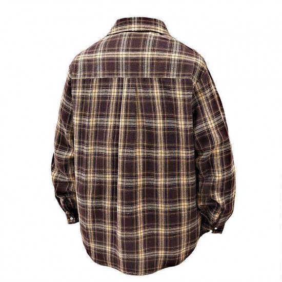 2025 Spring/Autumn New Men's Plaid Lapel Long-Sleeved Shirt: Casual Loose Shirt Jacket