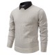 2025 Autumn/Winter Men's Fake Two-Piece Knitted Casual Shirt Collar Jacket: Fashionable Sweater