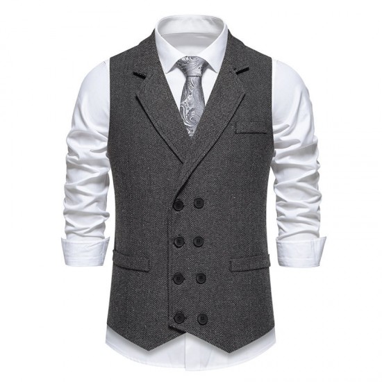 Autumn/Winter Men's Business Suit Vest: British Retro Herringbone Vest, Men's Casual Workwear Vest