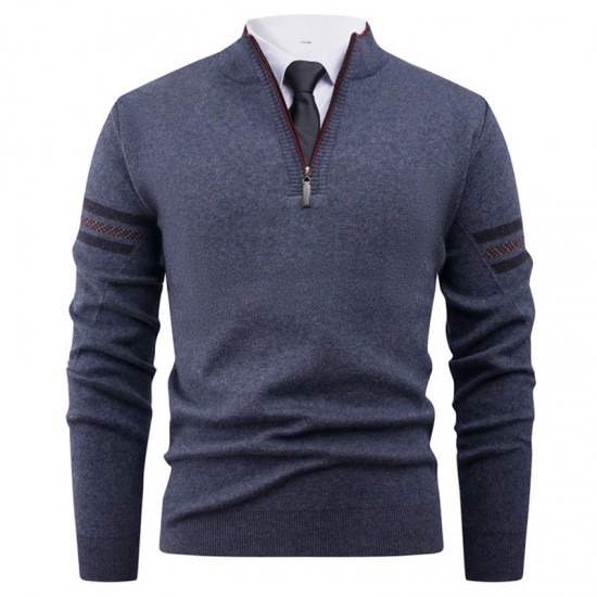 2025 European Size Autumn and Winter New Men's Thick Half-Zip Sweater: Jacquard Knit Sweater