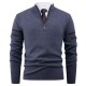 2025 European Size Autumn and Winter New Men's Thick Half-Zip Sweater: Jacquard Knit Sweater
