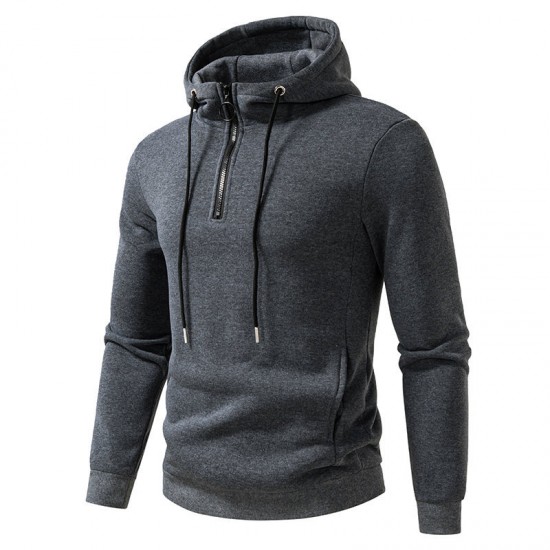 2025 European Size New Men's Simple Casual Hooded Sweatshirt: Zipper Design