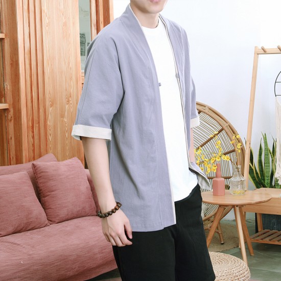 Year-round Style: Men's Cotton and Linen Tang Suits, Japanese-style Buttoned Cardigans, Taoist Robes, Loose Hanfu T-Shirts