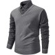 Men's Autumn/Winter Casual Plus-fleece Shirt: Long-sleeved Fake Two-piece Sweater, Colorblock Slim-fitting Sweater