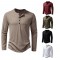 Spring/Autumn: Men's Bamboo Cotton Henley Collar Solid Color Men's Casual Fashion Long-Sleeved T-Shirts