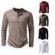 Spring/Autumn: Men's Bamboo Cotton Henley Collar Solid Color Men's Casual Fashion Long-Sleeved T-Shirts