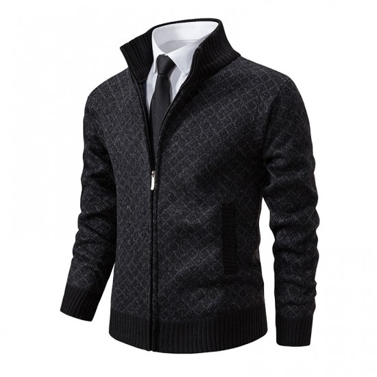 2025 Fall/Winter: Men's Plaid Jackets, Men's Stand-Up Collar Slim Fit Long-Sleeved Casual Sweaters, Men's Fashion Outerwear