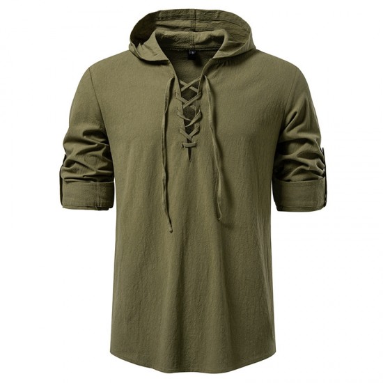 2025 New European-Sized Men's Long-Sleeved Hooded Casual Shirt