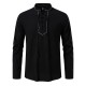 2025 New Men's Drawstring Medieval Pirate Shirt: Autumn and Winter Casual Shirt