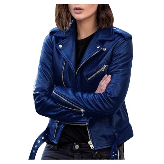 2025 Spring/Autumn Plus-size Women's Short Leather Jacket: European and American Slim-fit Winter Jacket, Women's PU Leather Jacket