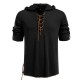2025 European New Men's Drawstring Hooded Casual Fashion Long-Sleeved T-Shirt